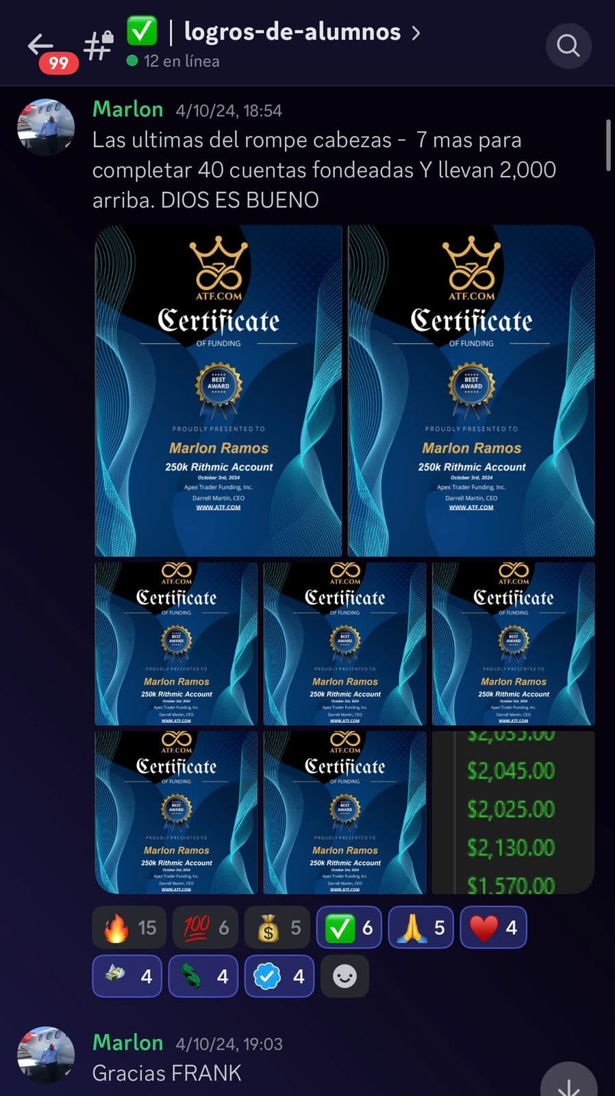 Certificado de fondeo de alumno