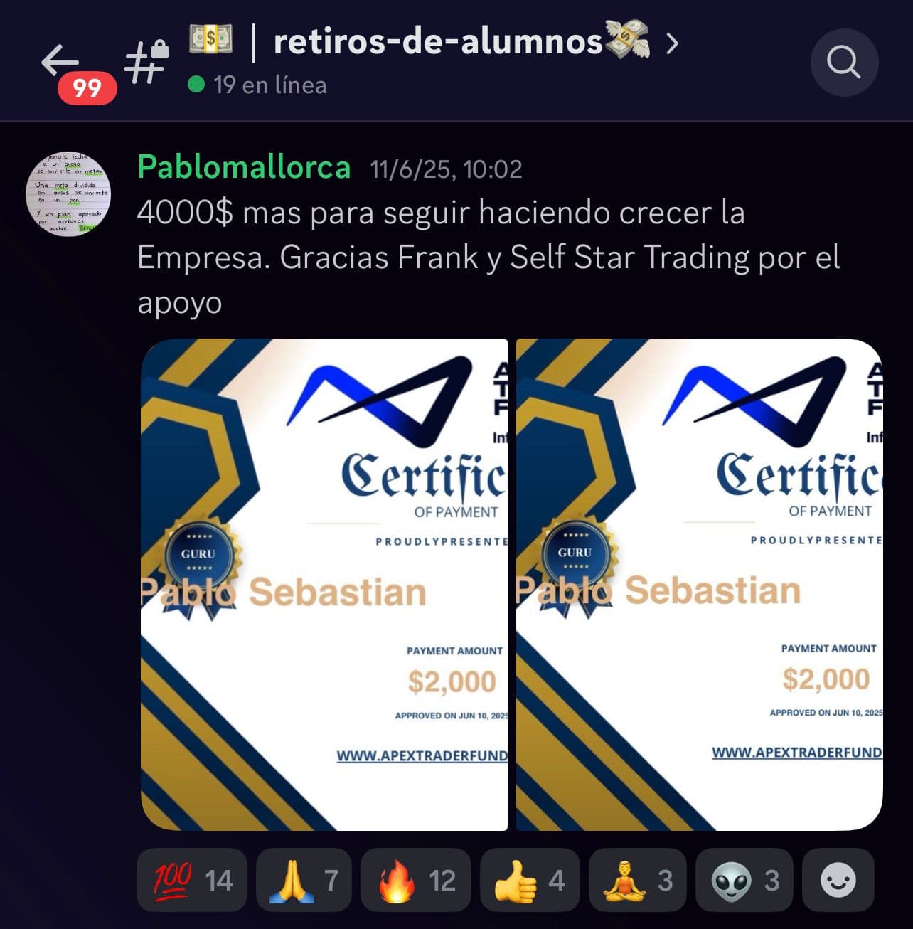 Retiro exitoso de alumno